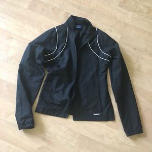 black reebok windbreaker zip-up jacket